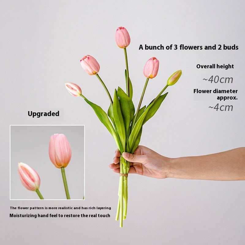 Clear Moist Feeling Flower Tulip Fake Flower Living Room Desktop Furnishings