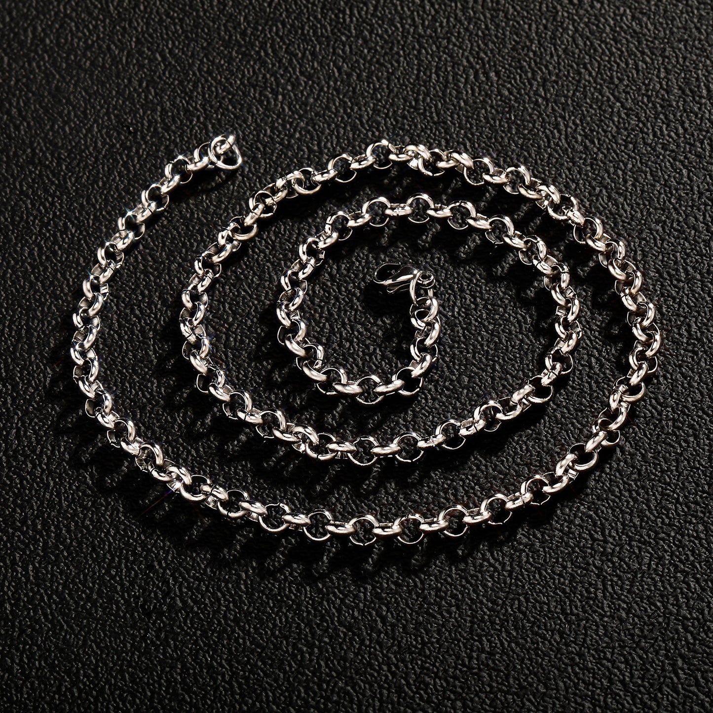 Stainless Steel Men's Punk Ring Buckle Necklace