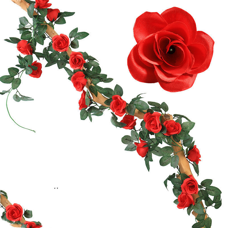 Artificial Rose Flower Rattan Fake Flower Vine Flower Vine Plastic Flower Air Conditioning Tube Block