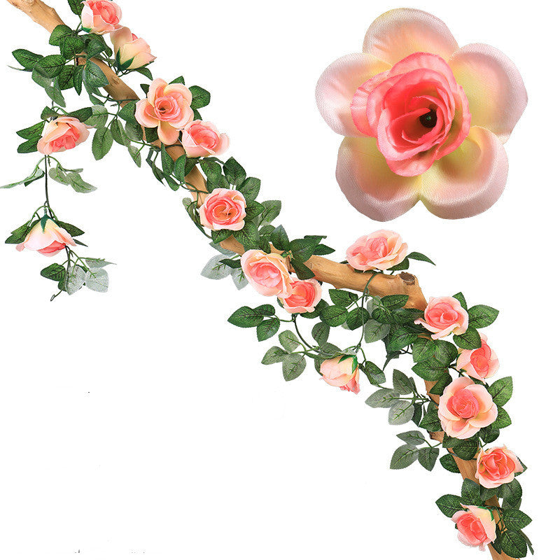 Artificial Rose Flower Rattan Fake Flower Vine Flower Vine Plastic Flower Air Conditioning Tube Block