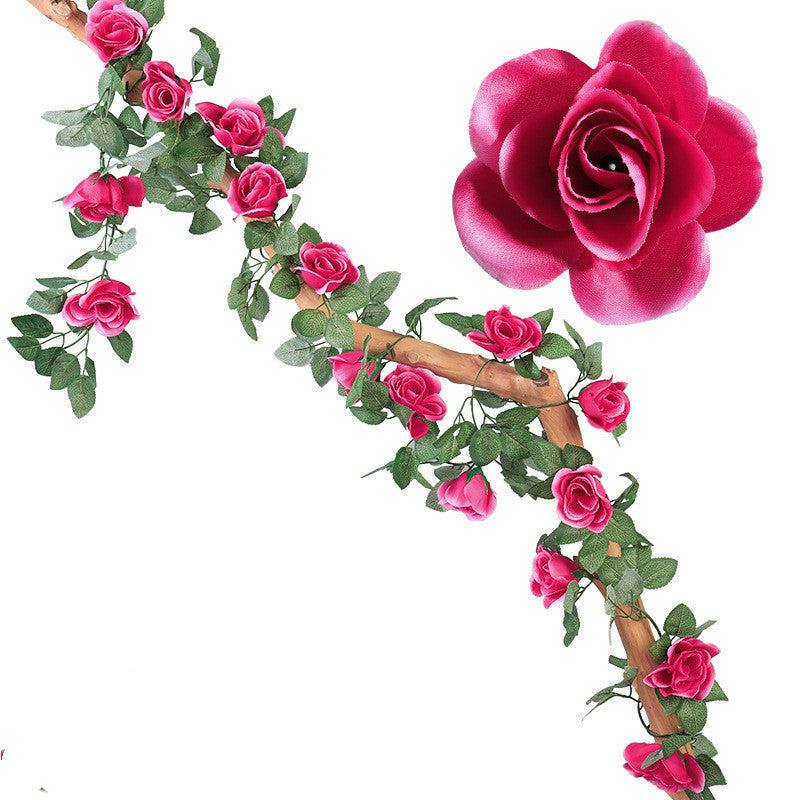 Artificial Rose Flower Rattan Fake Flower Vine Flower Vine Plastic Flower Air Conditioning Tube Block