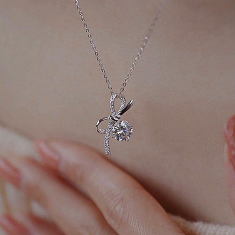EU And South Korea Bow Necklace For Women Delicate Lady