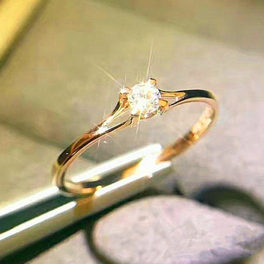 OL Minimalist Zircon Women's Ring Copper Plated White Gold