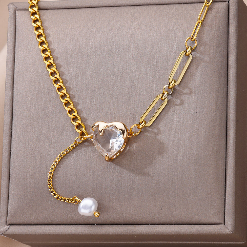 Ins Style Simple Heart-shaped Zircon Pendant Necklace