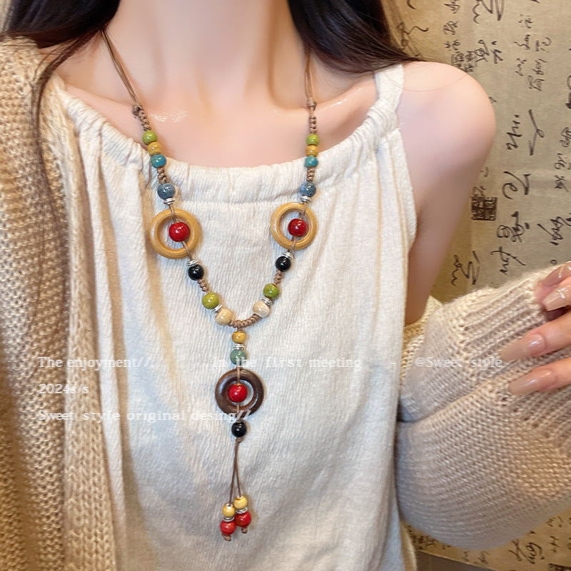 Retro Hong Kong Ceramic Butterfly Pendant Necklace