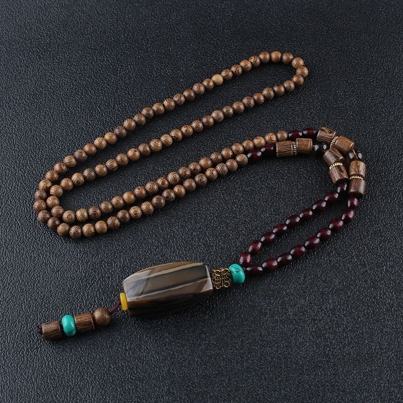 Retro Ethnic Sweater Chain Long Wooden Pendant