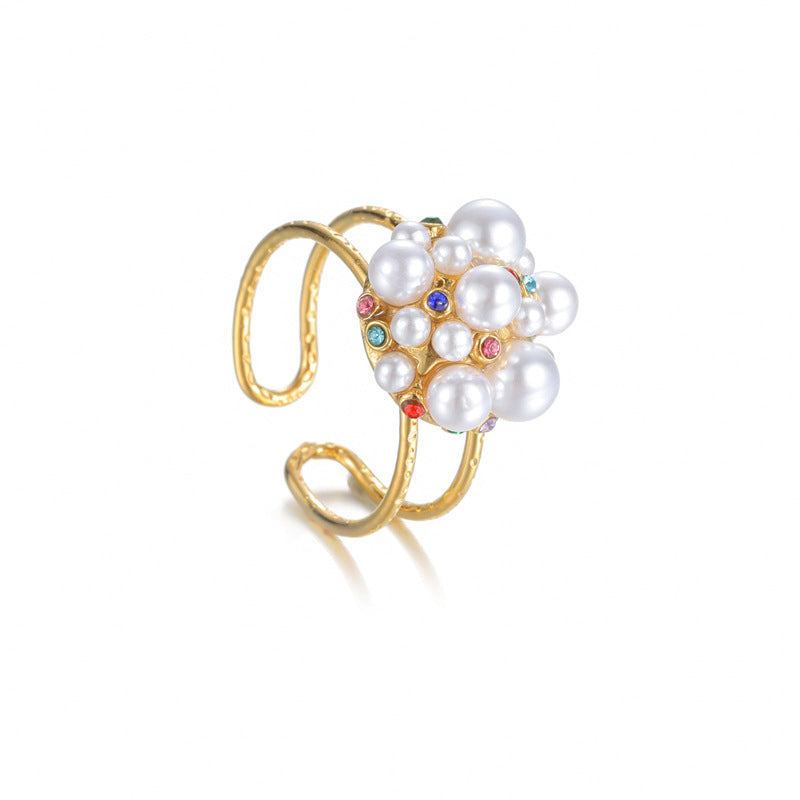 Pearl Zircon Female Niche High Sense Ring