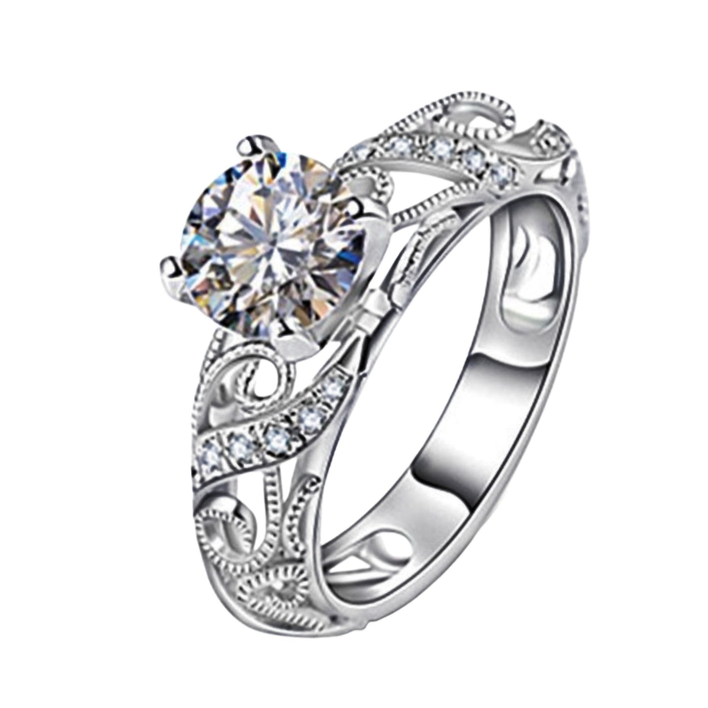 Zircon Ring Colorful Gold Four Claw Diamond