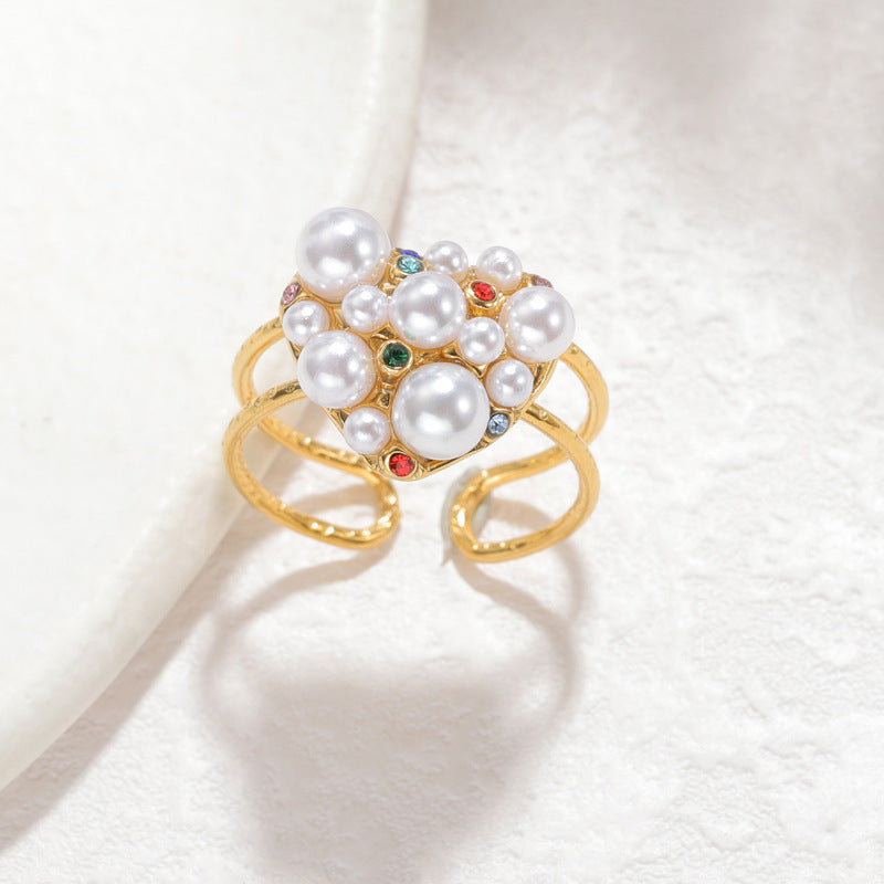 Pearl Zircon Female Niche High Sense Ring