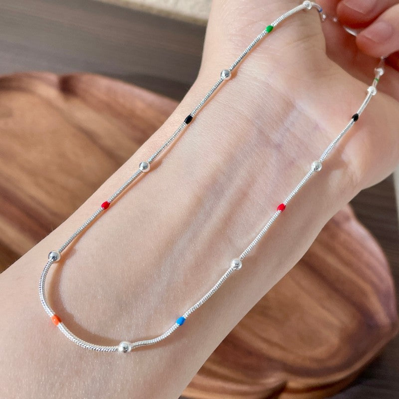 Sugar Snap Peas Colorful Dopamine Ball Beaded Necklace