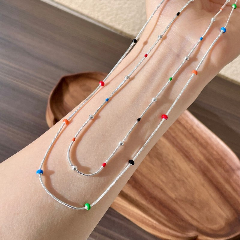 Sugar Snap Peas Colorful Dopamine Ball Beaded Necklace