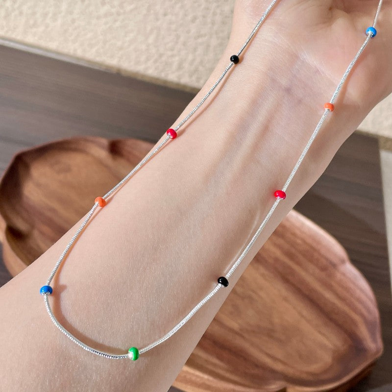 Sugar Snap Peas Colorful Dopamine Ball Beaded Necklace