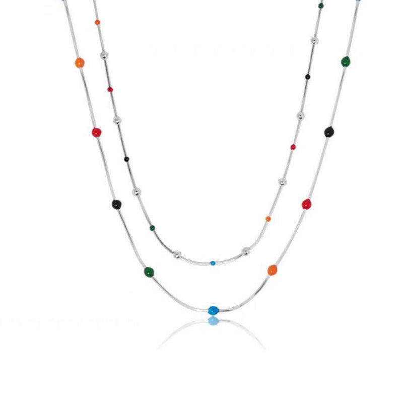 Sugar Snap Peas Colorful Dopamine Ball Beaded Necklace