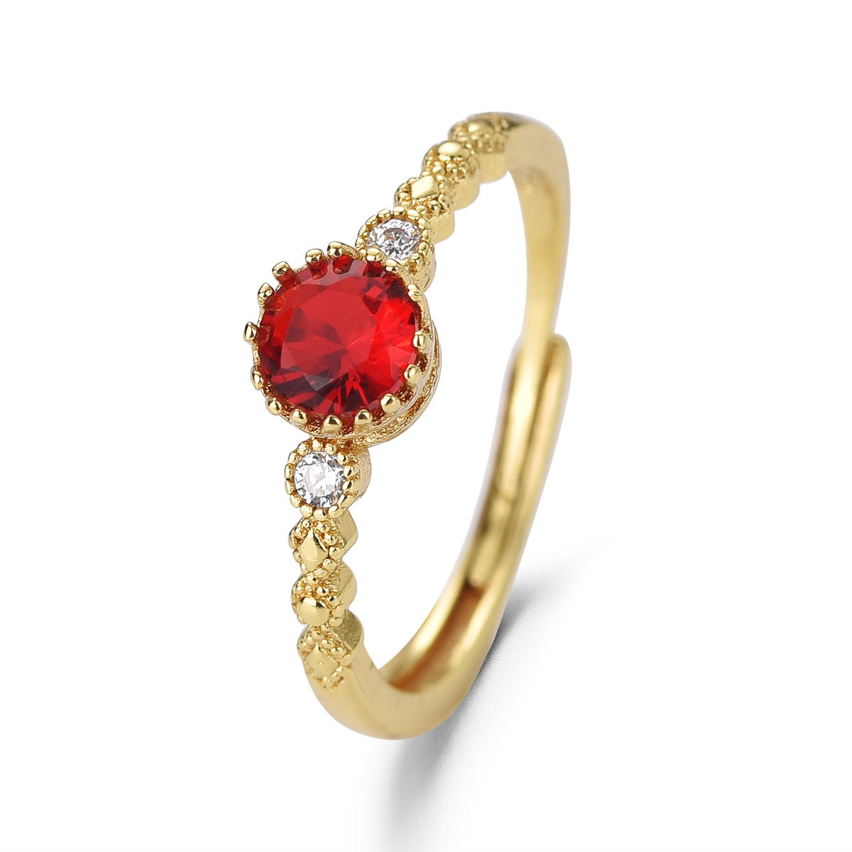 Fashion Popular Color Zirconium Red Gemstone Open Ring For Women