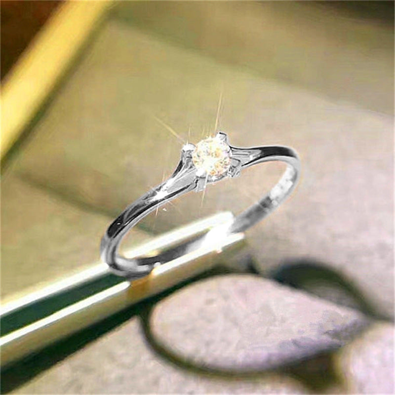 OL Minimalist Zircon Women's Ring Copper Plated White Gold