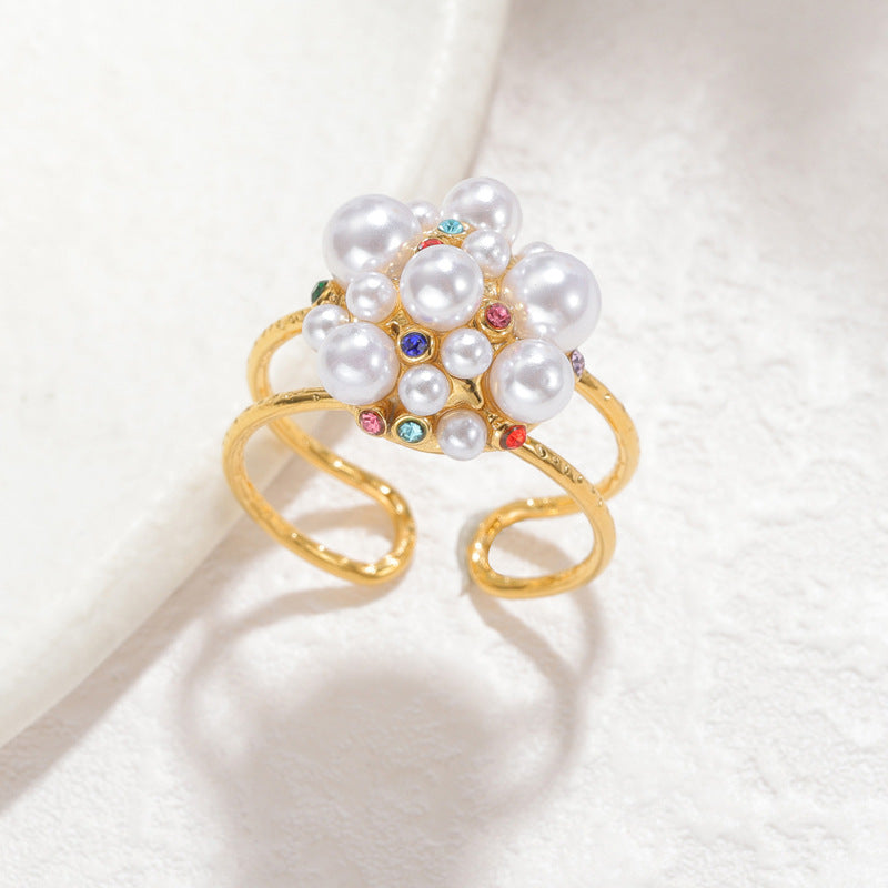 Pearl Zircon Female Niche High Sense Ring
