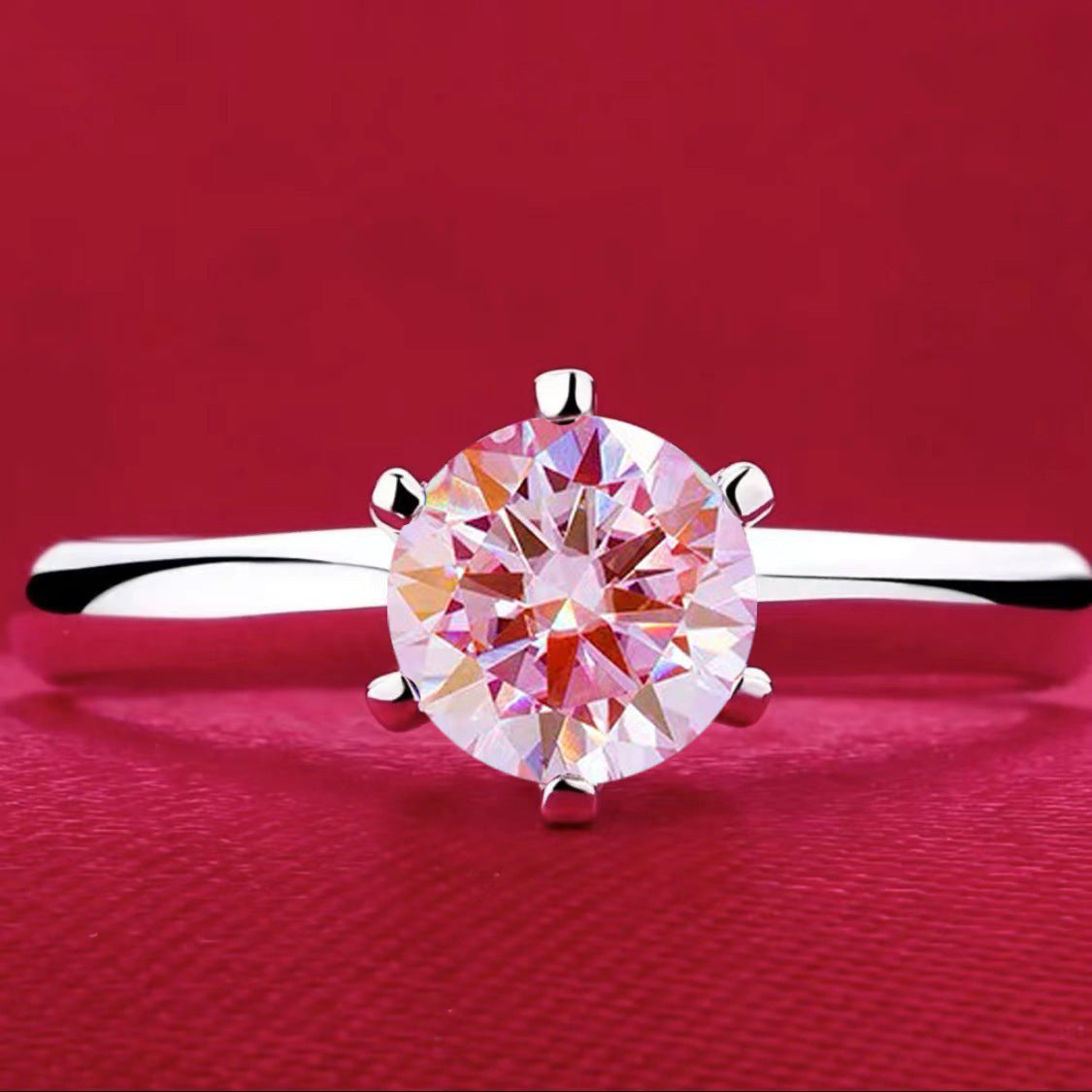 Six-claw 1 Karat Rhinestone Ring Moissanite Open Female Ring