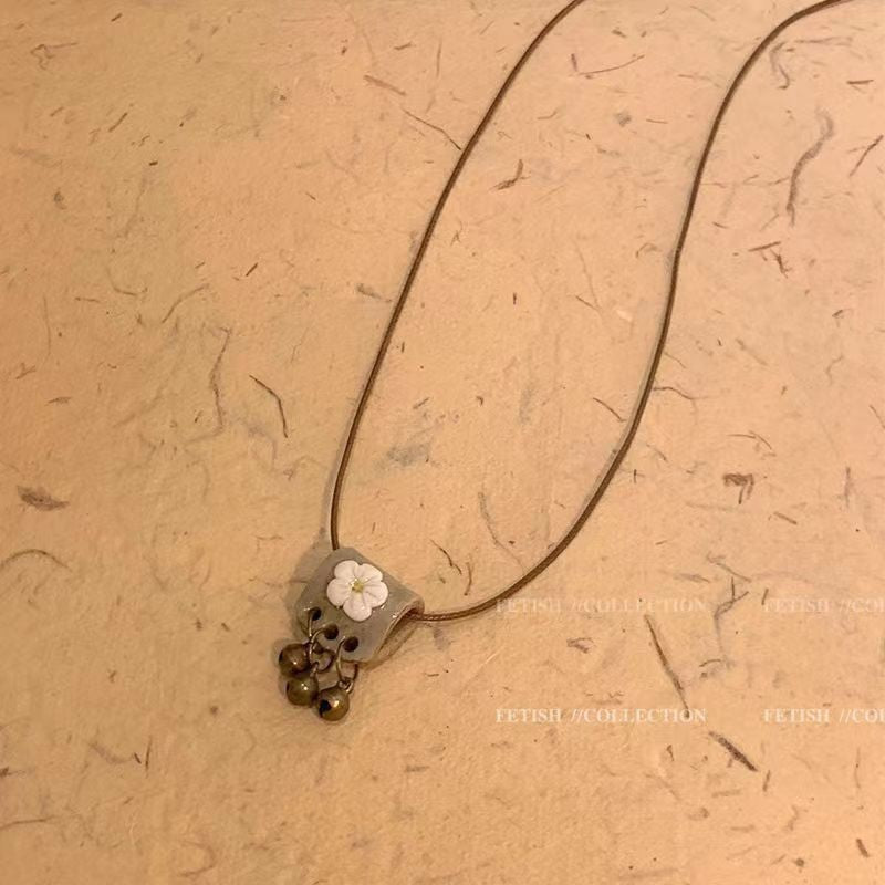 Retro Hong Kong Ceramic Butterfly Pendant Necklace
