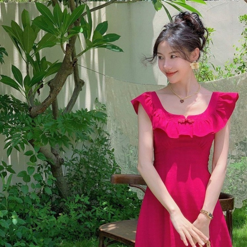 Tea Break Classic Style Orange Dress Female