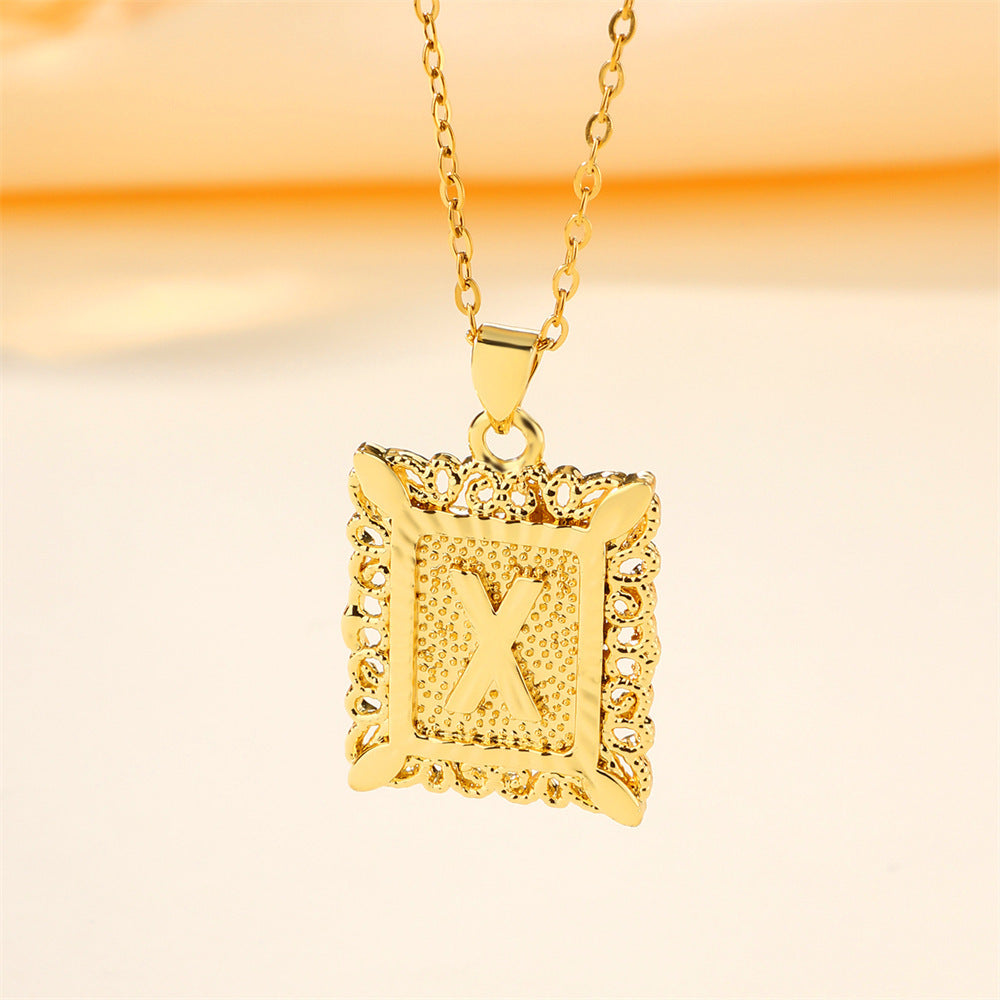 26 English Letters Stainless Steel Necklace