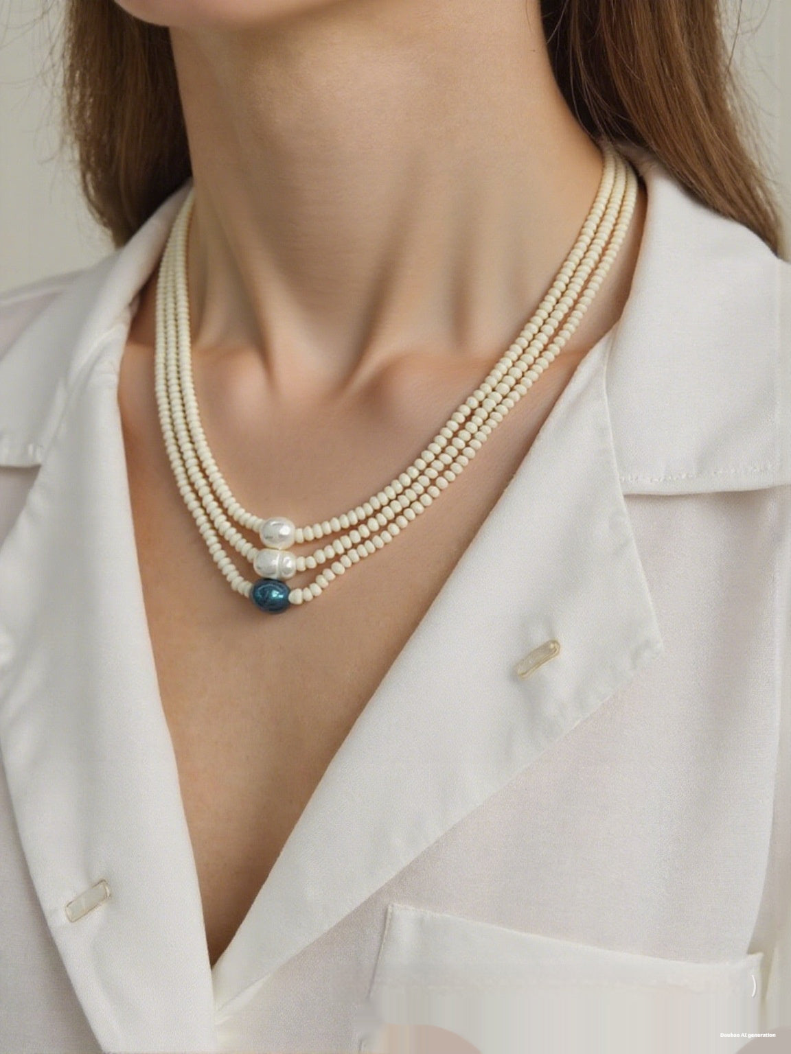 Beaded Twin Women's Pearl Necklace