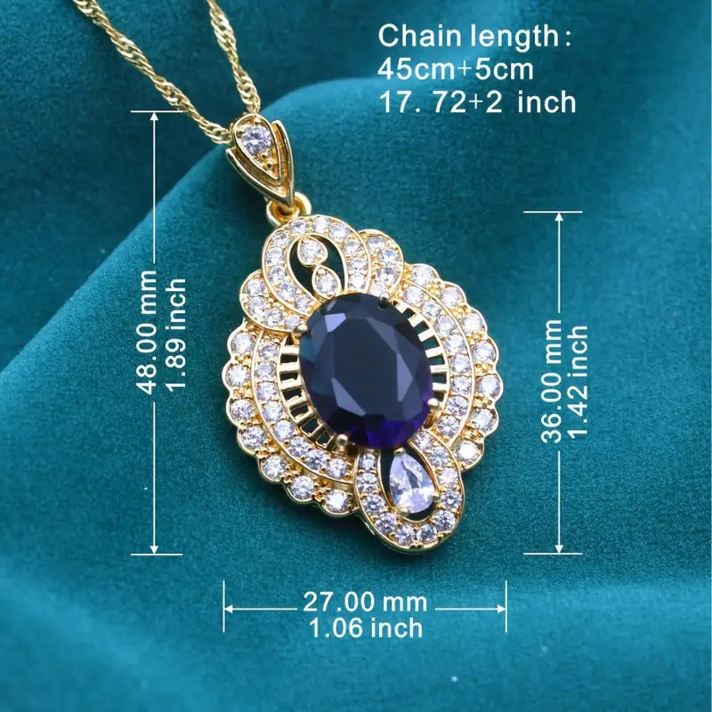 Geometric Design Heavy Industry Over Zircon-inlaid Pendant Necklace
