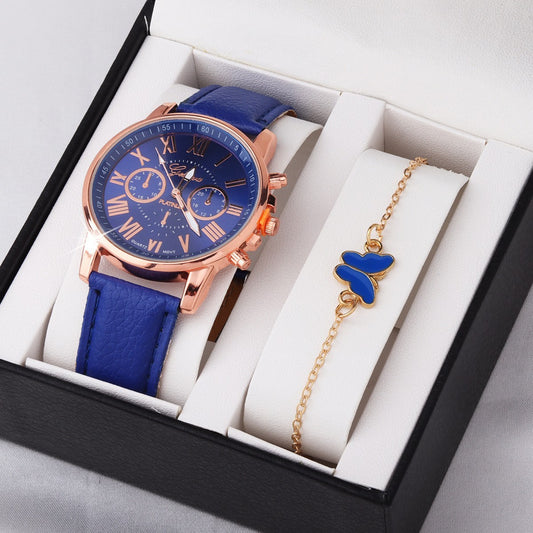 Cute Butterfly All-match Watch Color Wheel Double-layer Ladies