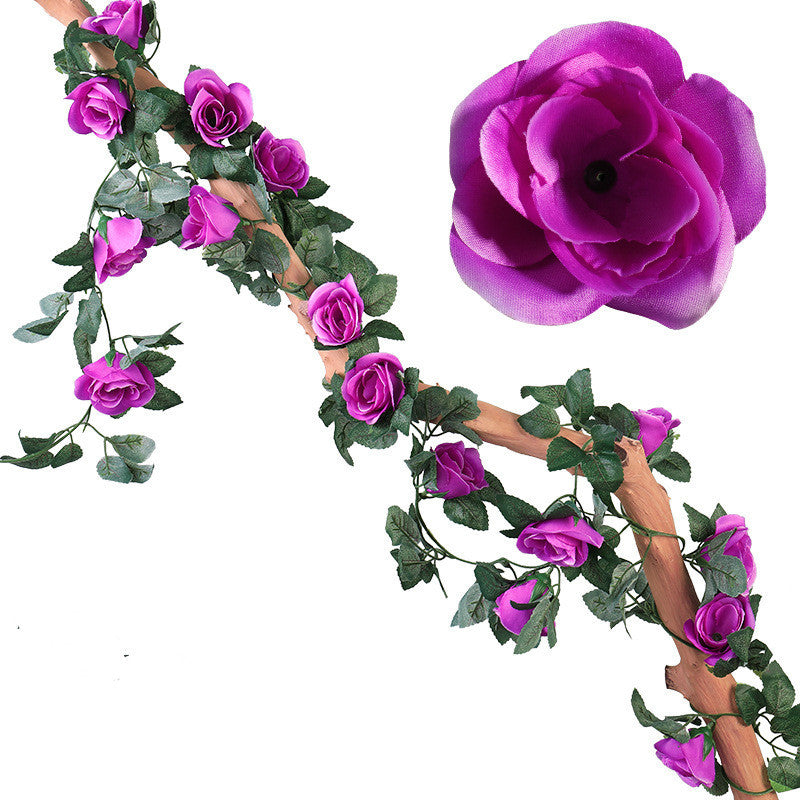 Artificial Rose Flower Rattan Fake Flower Vine Flower Vine Plastic Flower Air Conditioning Tube Block