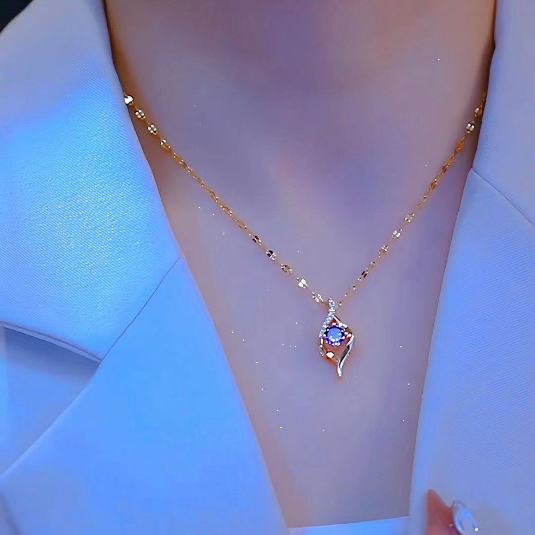Light Luxury Minority Design Purple Pendant Necklace For Women