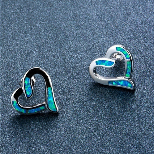 Peach Heart Necklace Ear Stud Accessories Set