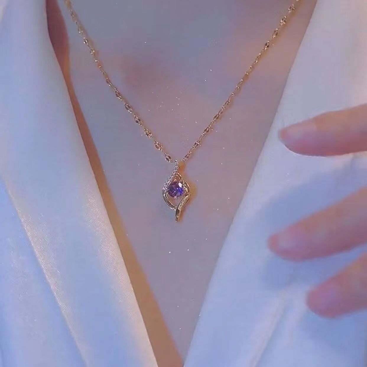 Light Luxury Minority Design Purple Pendant Necklace For Women