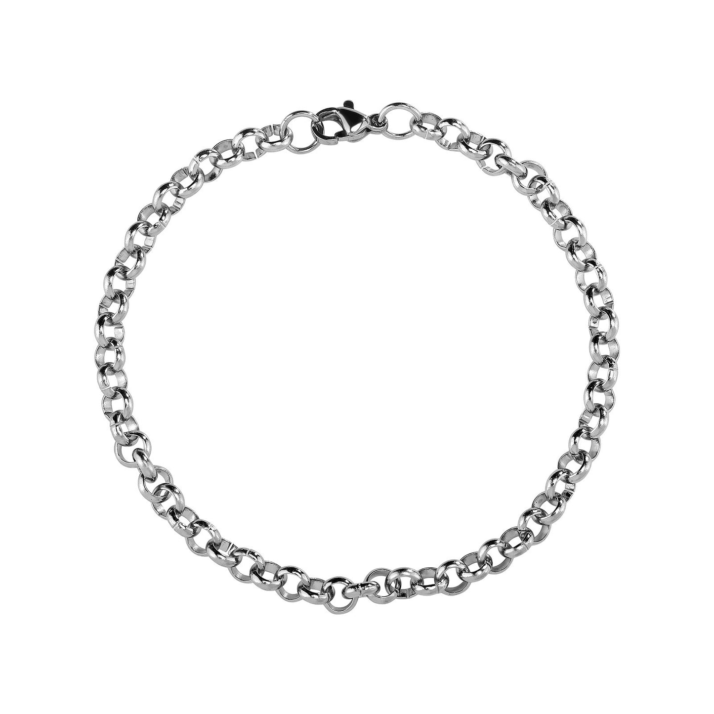 Stainless Steel Men's Punk Ring Buckle Necklace