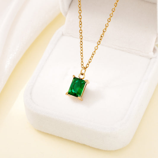 Gold Plating Simple Square Pendant Necklace For Women