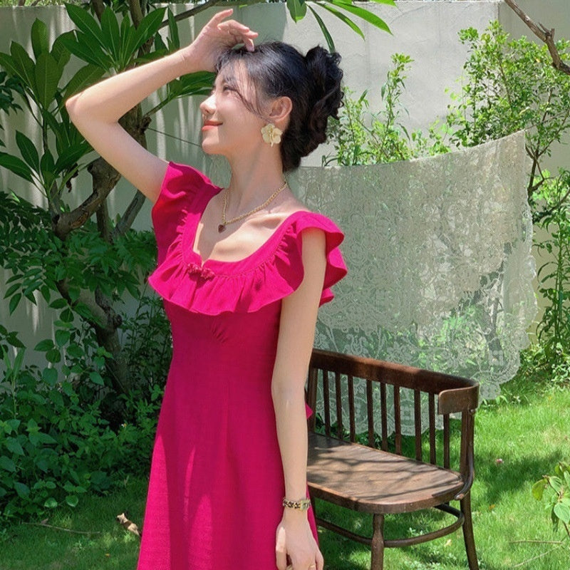 Tea Break Classic Style Orange Dress Female