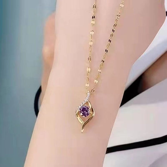Light Luxury Minority Design Purple Pendant Necklace For Women