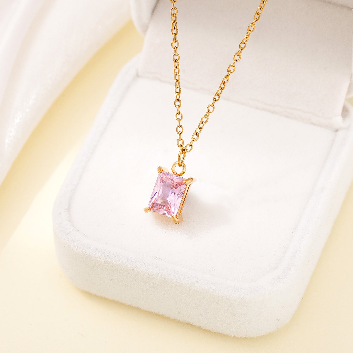 Gold Plating Simple Square Pendant Necklace For Women
