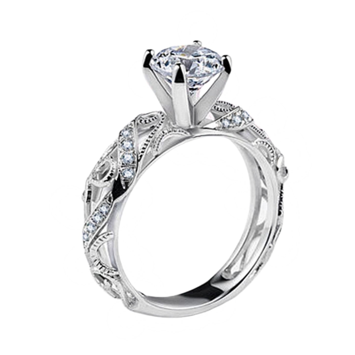 Zircon Ring Colorful Gold Four Claw Diamond