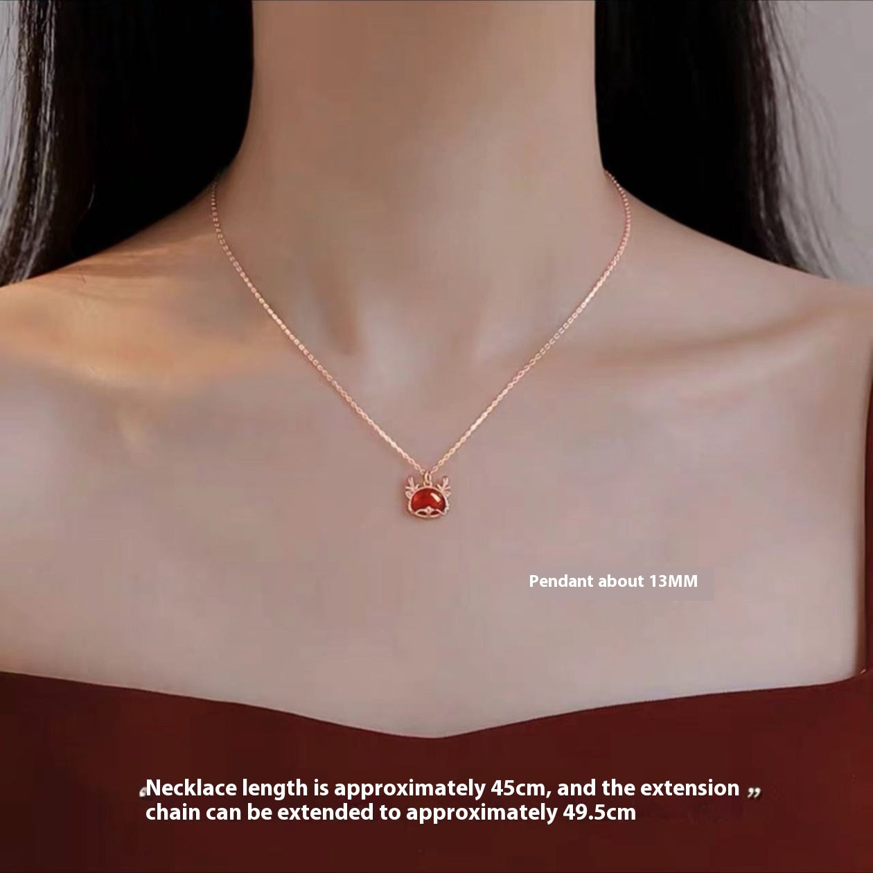 Red Agate Dragon Necklace For Women