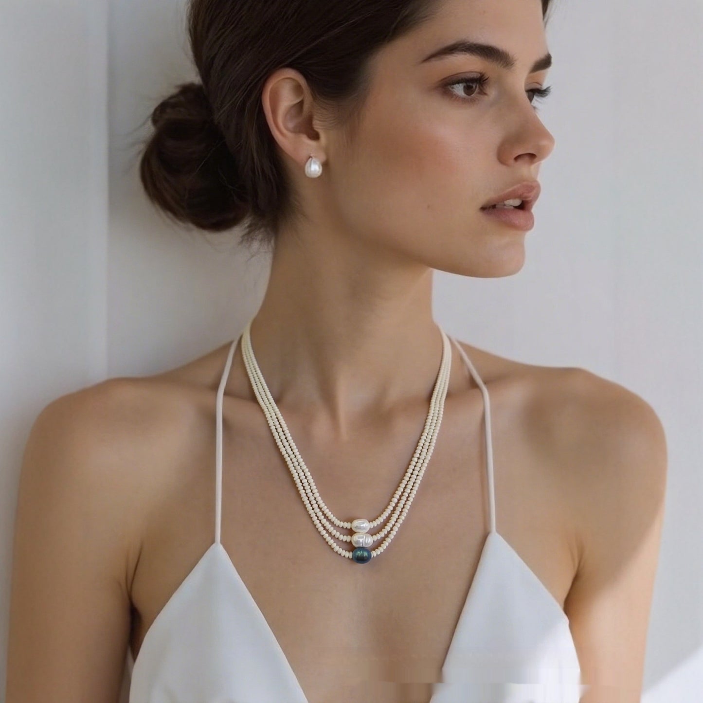 Beaded Twin Women's Pearl Necklace