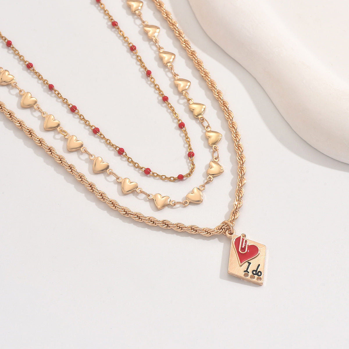 Clavicle Chain Love Necklace All-match Three-layer