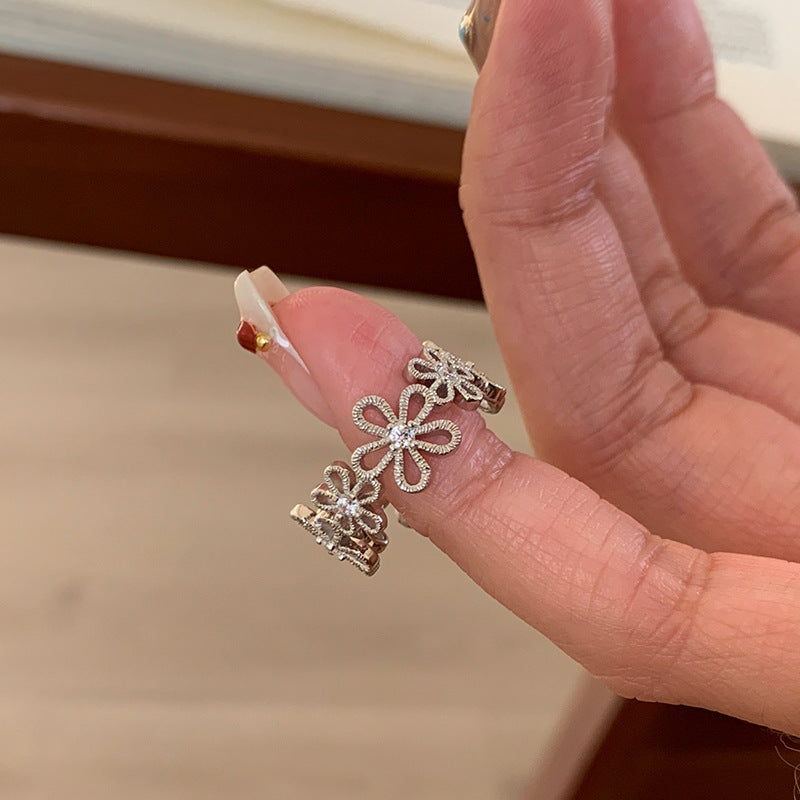 Niche Personality Unique Lace Hollow Flower Ring For Women