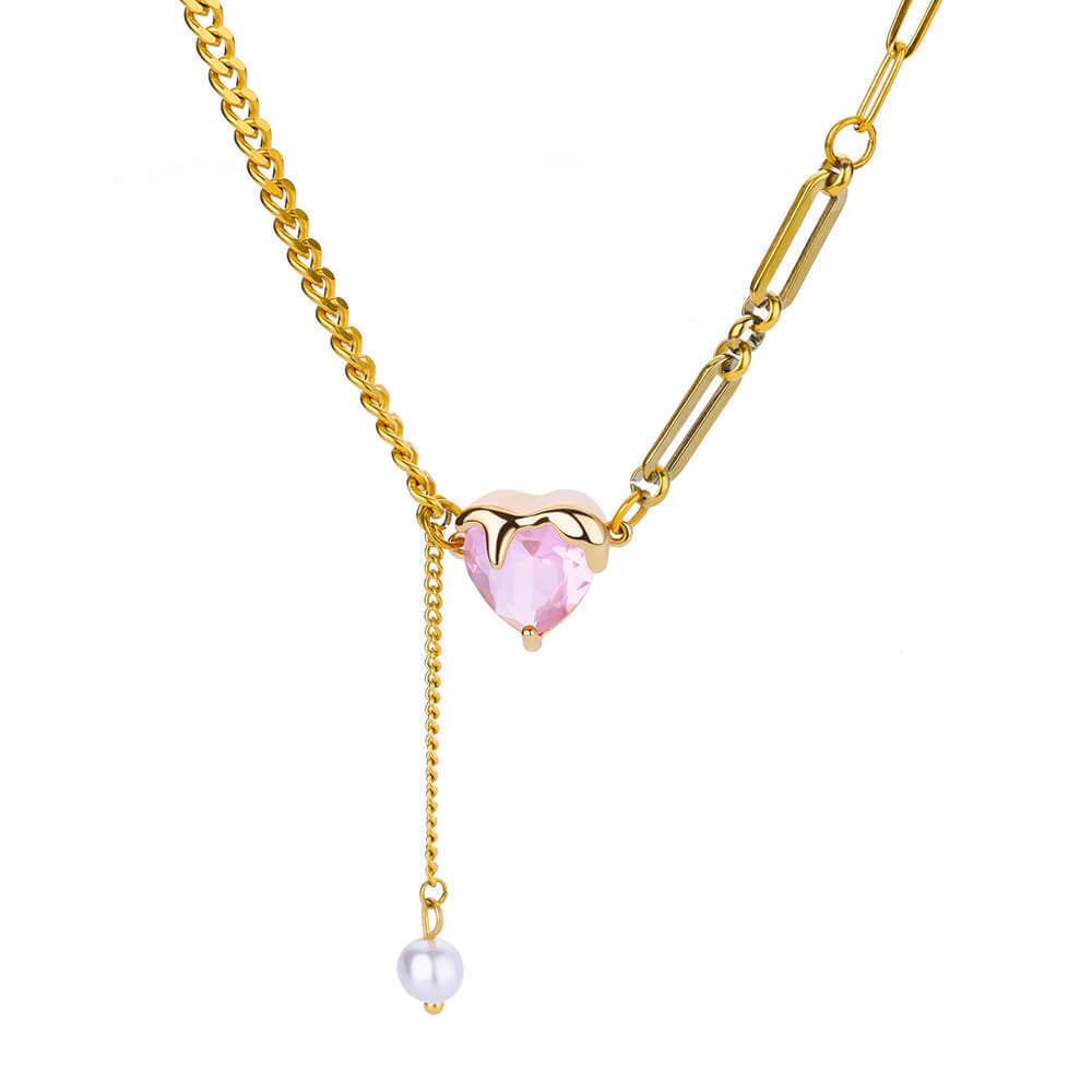 Ins Style Simple Heart-shaped Zircon Pendant Necklace