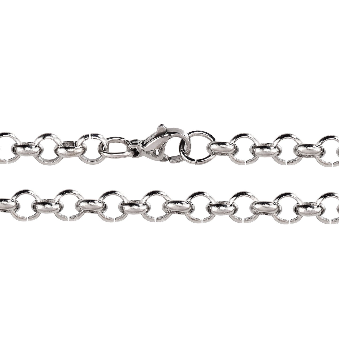 Stainless Steel Men's Punk Ring Buckle Necklace