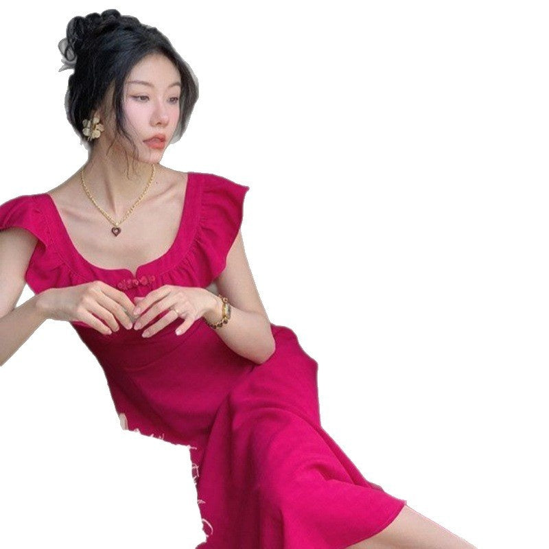 Tea Break Classic Style Orange Dress Female