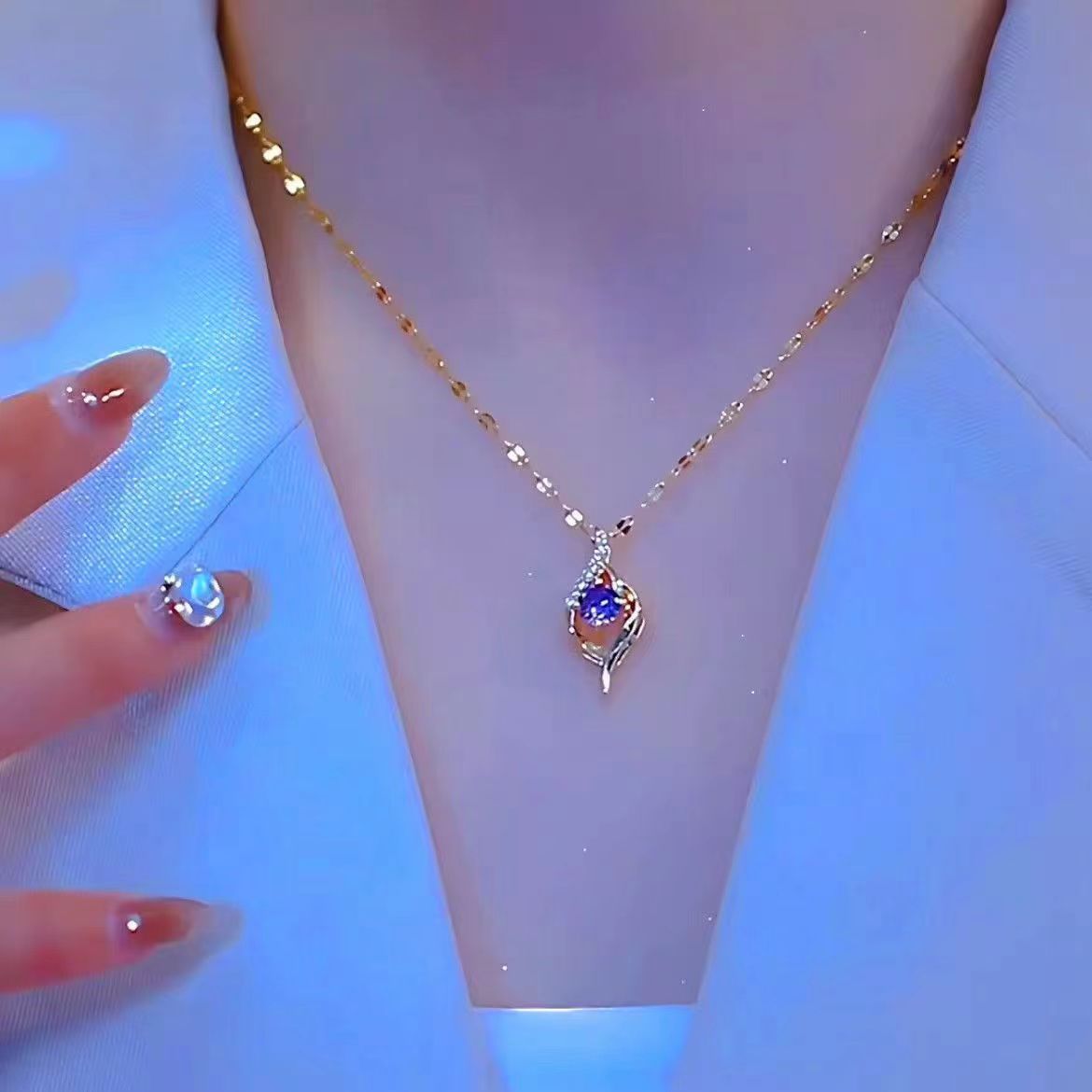 Light Luxury Minority Design Purple Pendant Necklace For Women