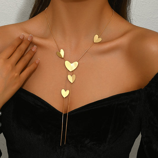 Geometric Heart Shape Multi-layer Design Pendant Clavicle Chain All-match