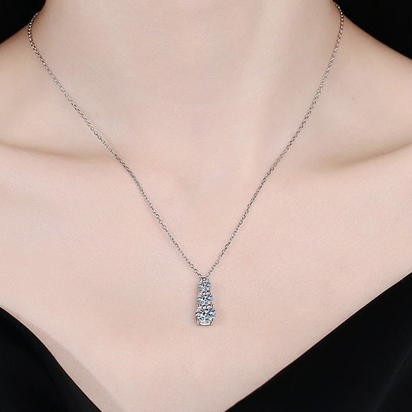 Female Geometric Three-Life Stone Pendant Zircon Inlaid