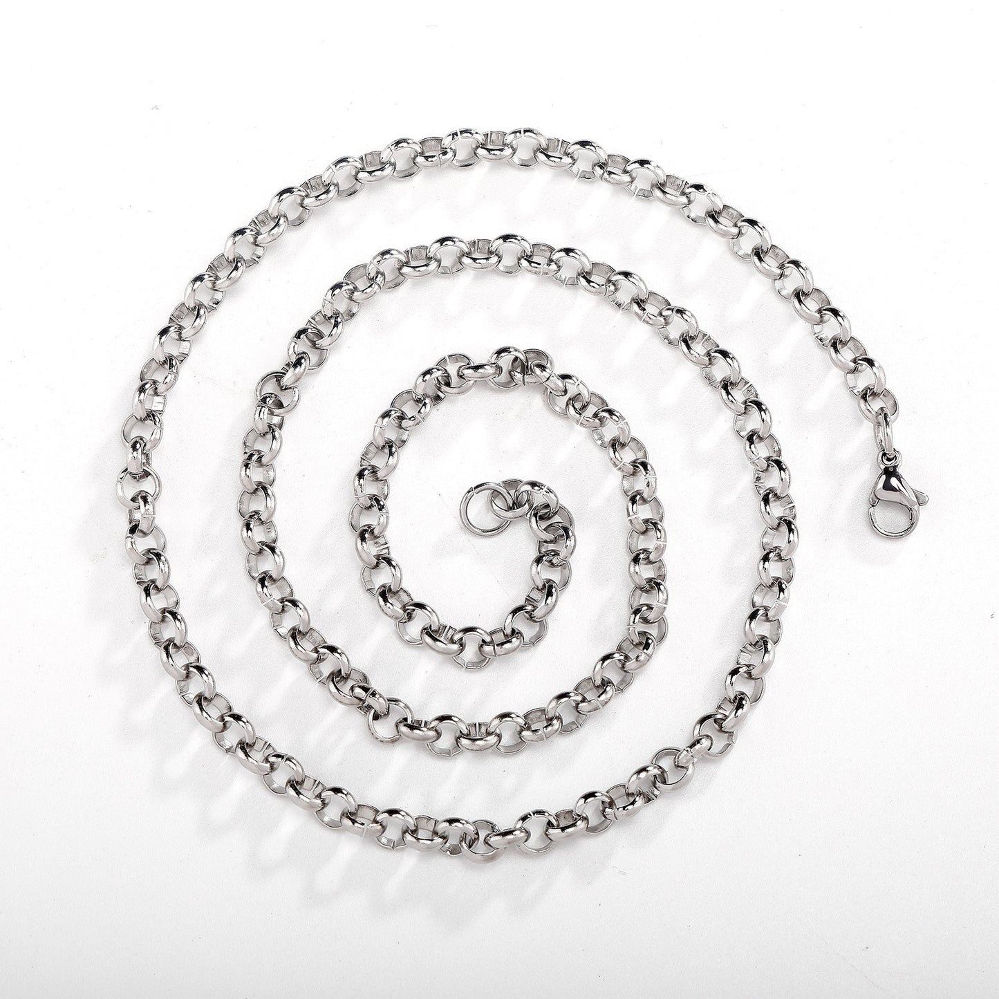 Stainless Steel Men's Punk Ring Buckle Necklace