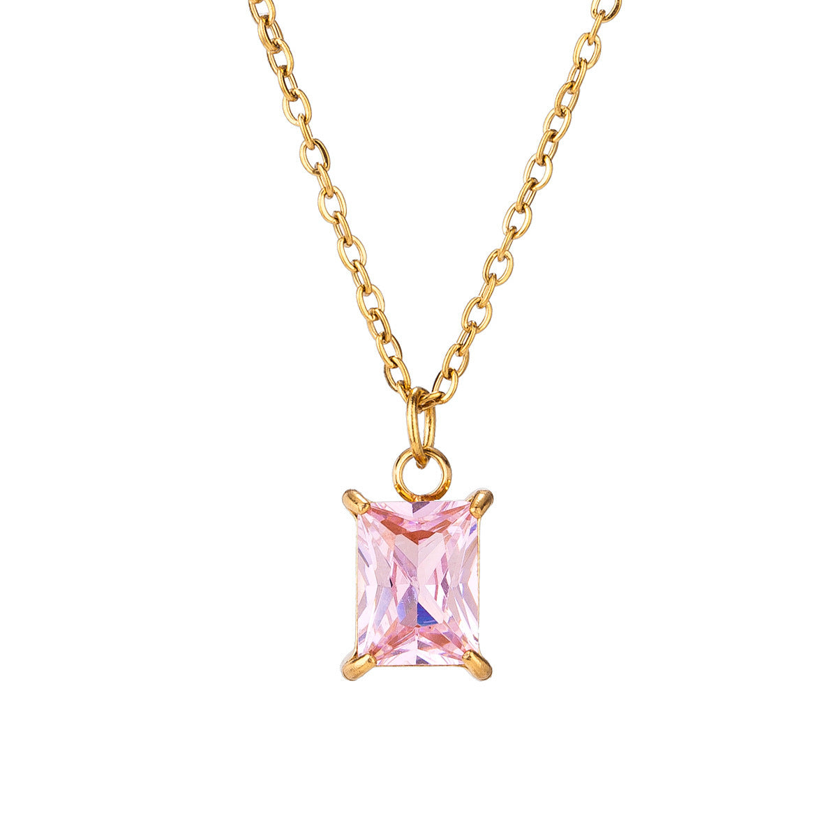 Gold Plating Simple Square Pendant Necklace For Women