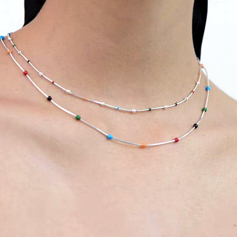 Sugar Snap Peas Colorful Dopamine Ball Beaded Necklace